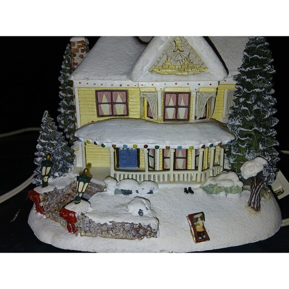 Thomas Kinkade Set Of 2 Houses W/ Snow Christmas Village - Picture 3 of 4